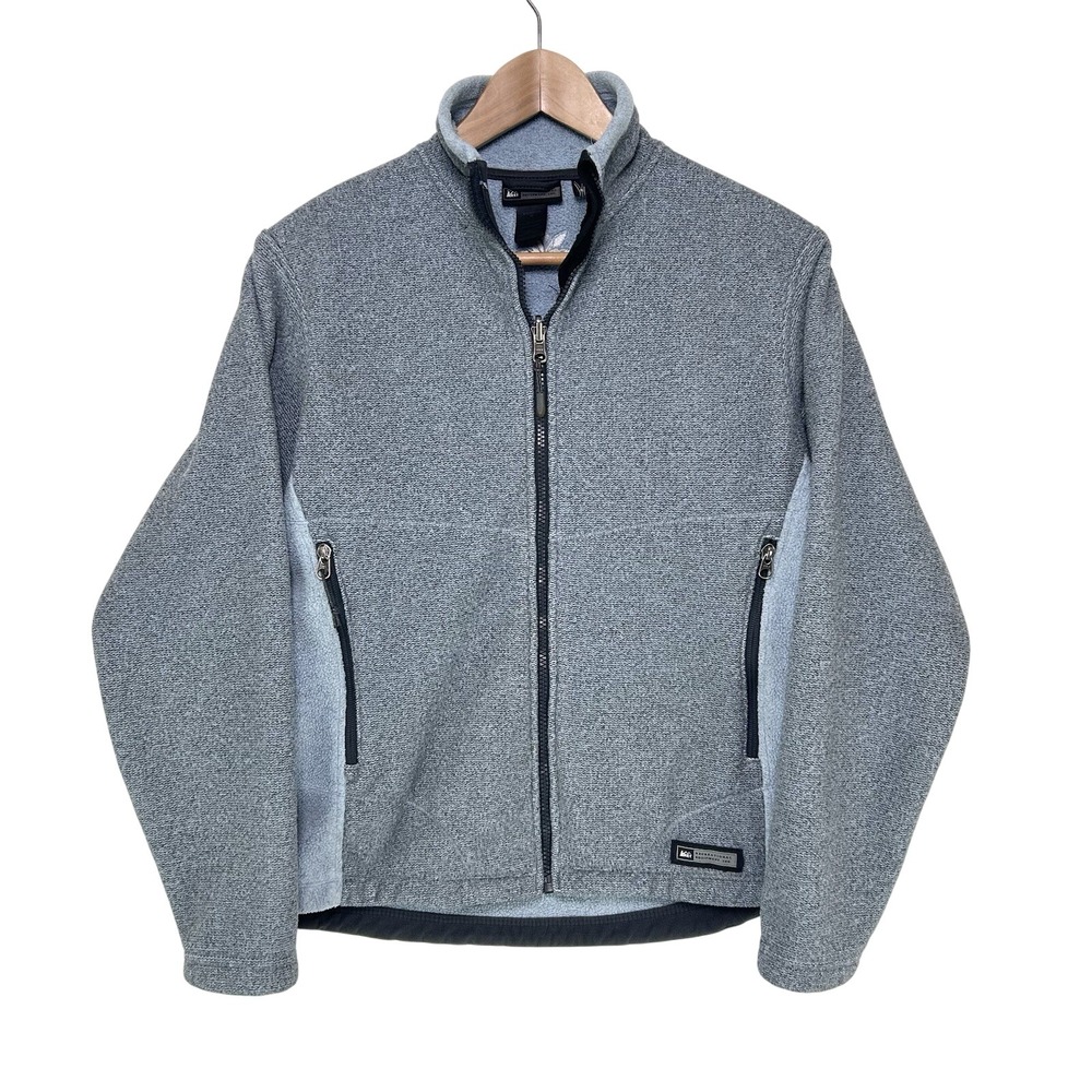 REI Polartec Fleece‎ Jacket Women's M Blue Gray Full Zip Winter Layer